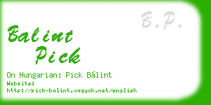 balint pick business card